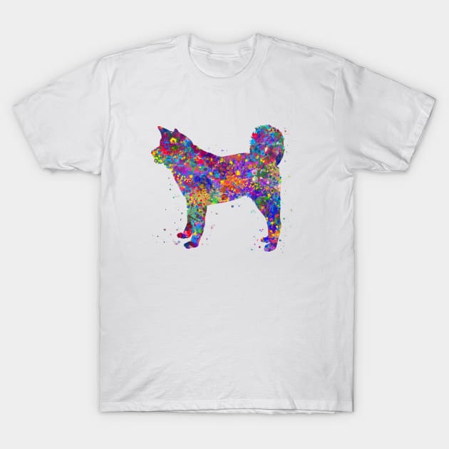 Akita dog watercolor T-Shirt by Yahya Art